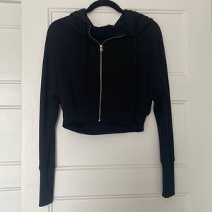 AllSaints Back Cropped Zip Up Sweatshirt